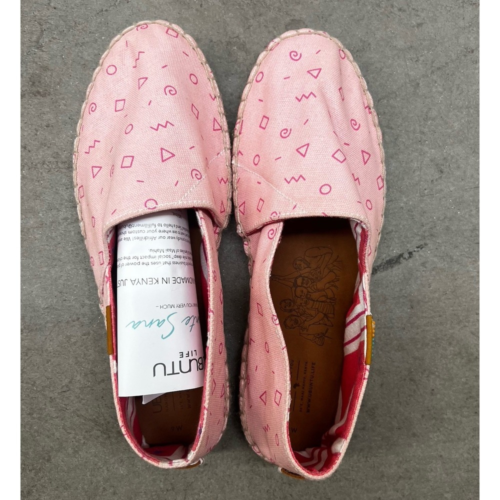 UBUNTU Shoes Flats Espadrilles Afridrilles Pink Canvas‎ Jute - Women's Size 9W